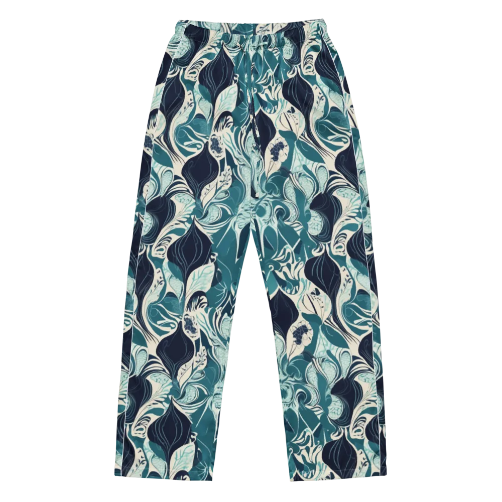 Indigo Tidal Garden on Women's Pajama Pants — Front