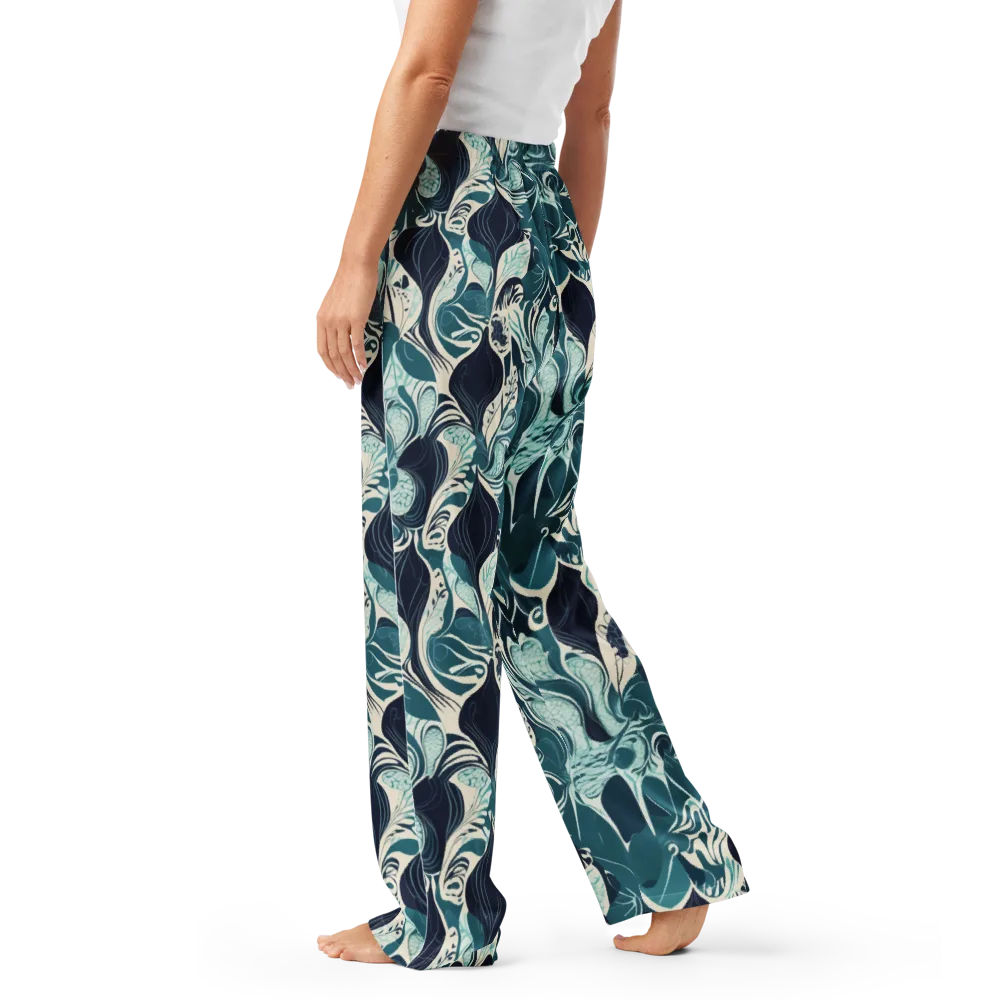 Indigo Tidal Garden on Women's Pajama Pants — Left
