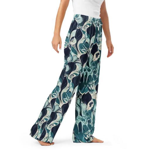 Indigo Tidal Garden on a Women's Pajama Pants