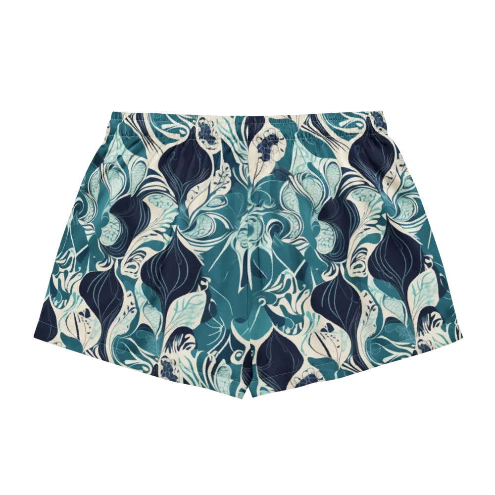 Indigo Tidal Garden on Women's Pajama Shorts — Back