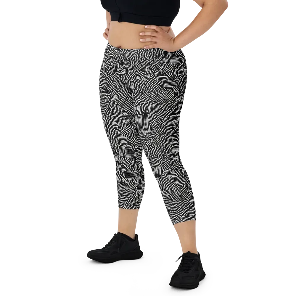 Fingerprint Noir on Capri Leggings — Front