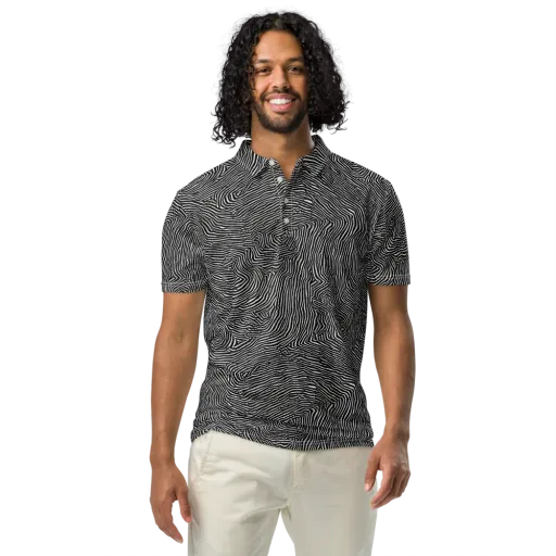 Fingerprint Noir on a Men's Slim Fit Polo Shirt