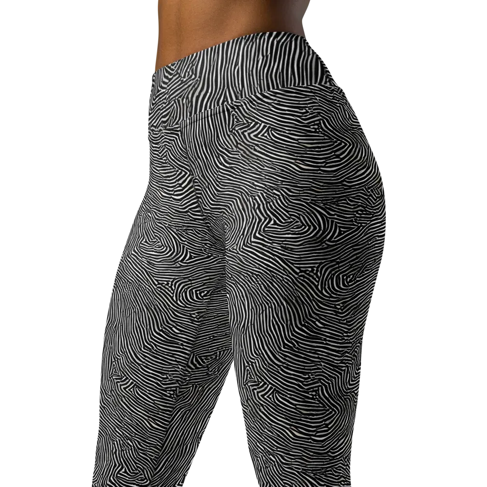 Fingerprint Noir on Yoga Leggings — Left Front