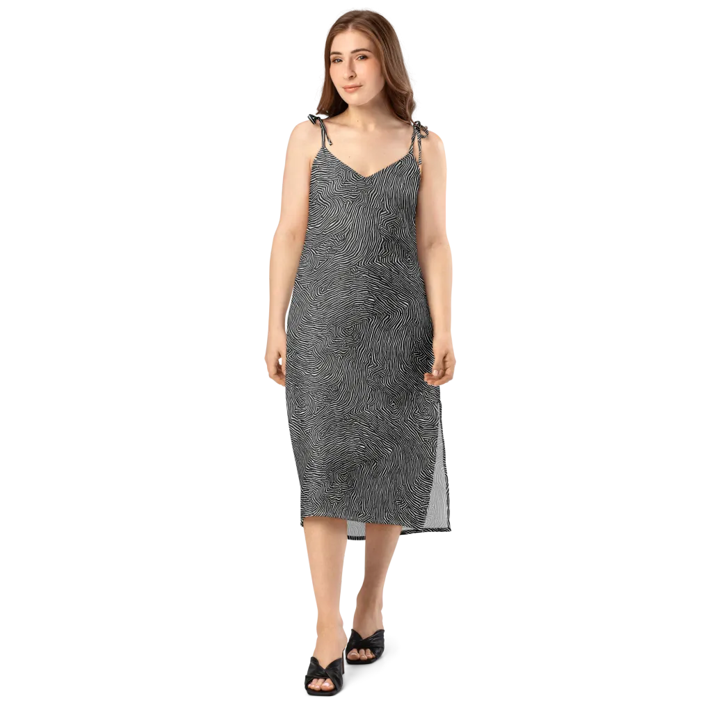 Fingerprint Noir on Slip Dress — Front