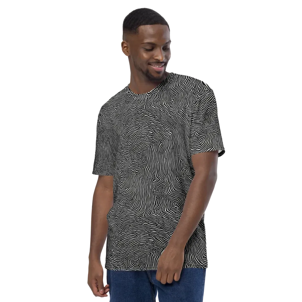Fingerprint Noir on Men's Crew Neck T-Shirt — Left