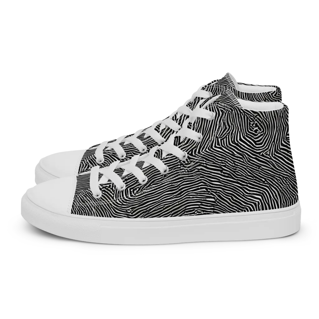 Fingerprint Noir on Men's High Top Canvas Shoes — Left