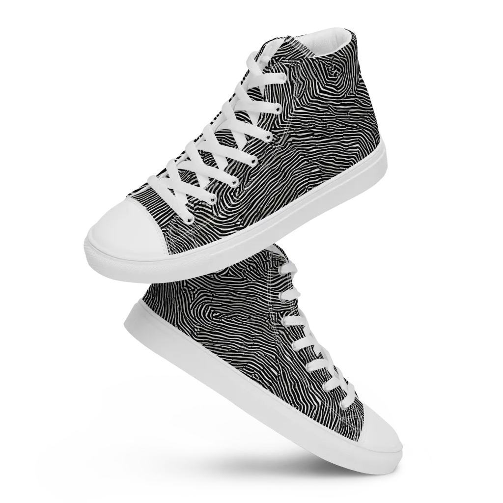 Fingerprint Noir on Men's High Top Canvas Shoes — Front