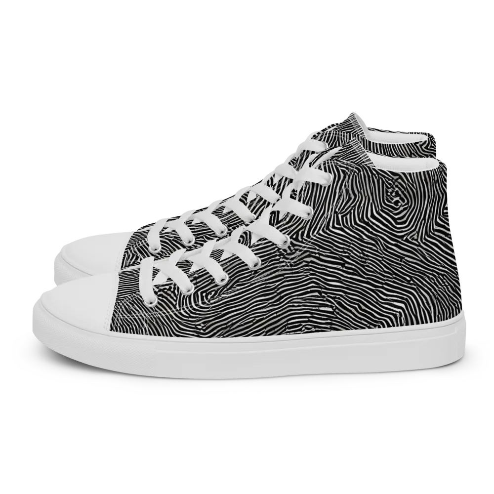 Fingerprint Noir on Women's High Top Canvas Shoes — Left