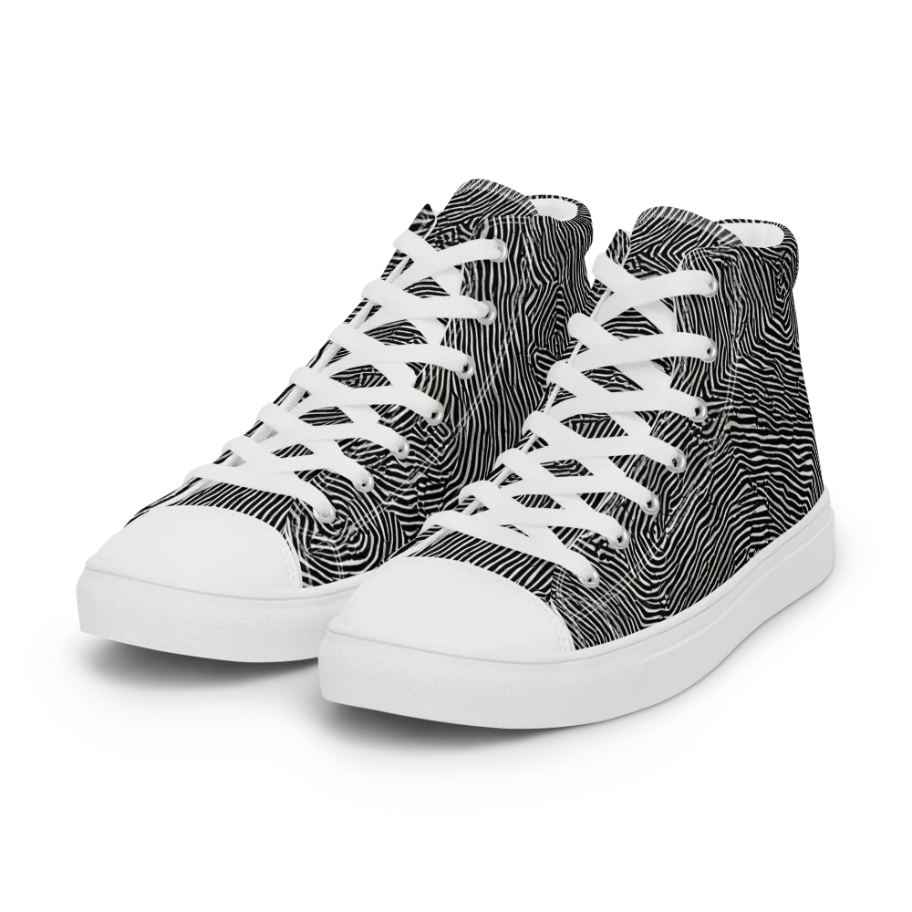 Fingerprint Noir on Women's High Top Canvas Shoes — Left Front