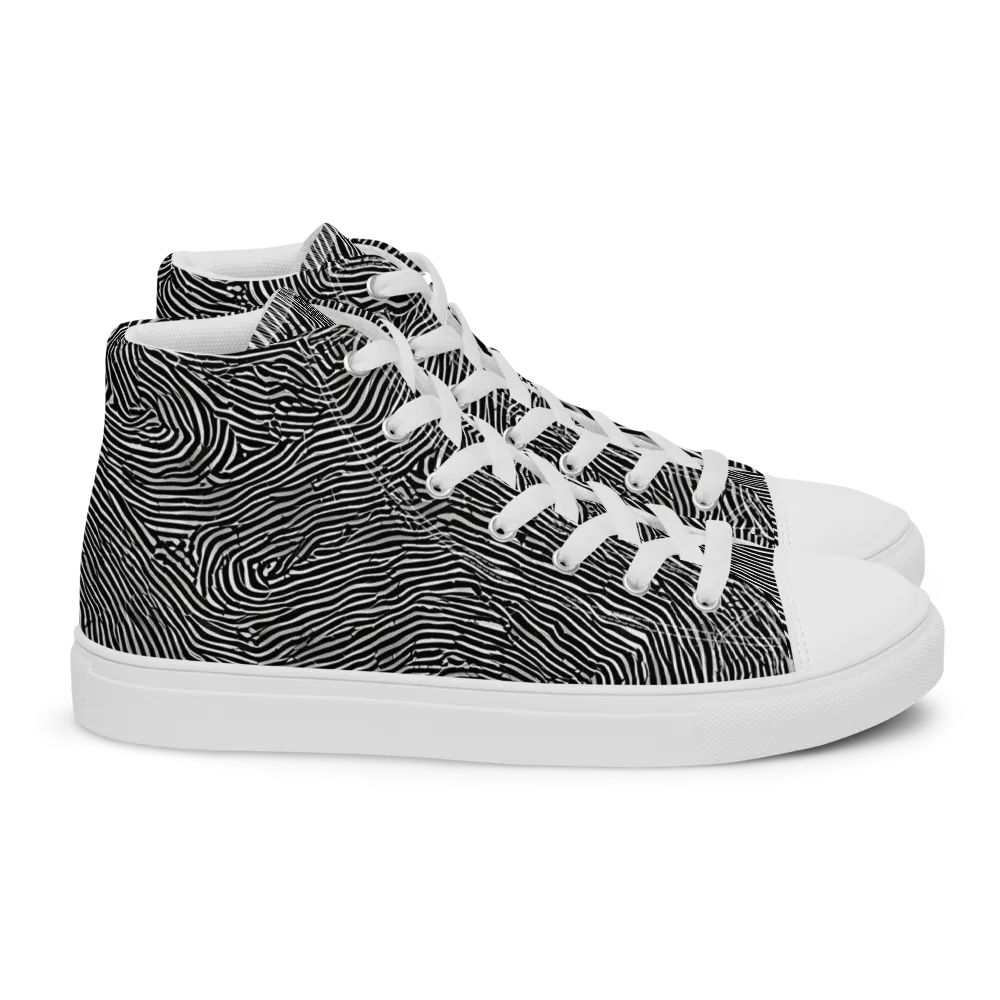 Fingerprint Noir on Women's High Top Canvas Shoes — Right