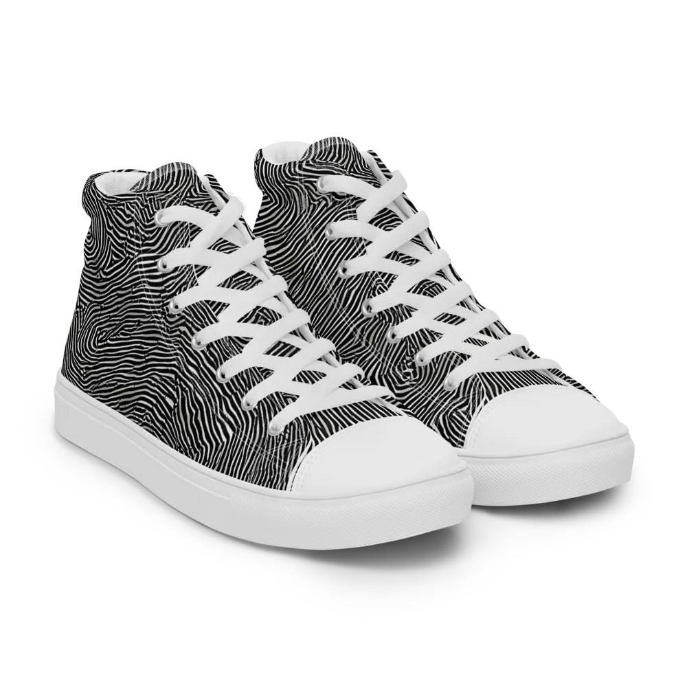 Fingerprint Noir on Women's High Top Canvas Shoes — Right Front