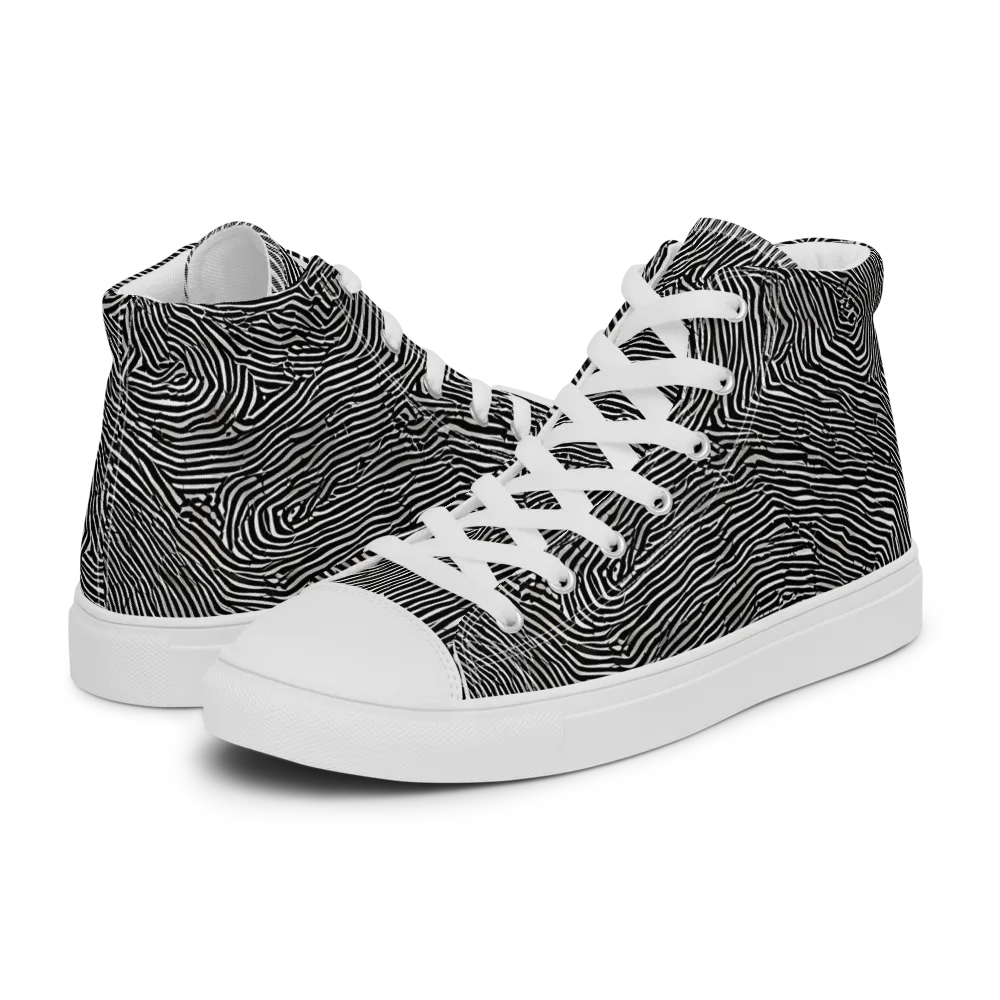 Fingerprint Noir on Women's High Top Canvas Shoes — Left
