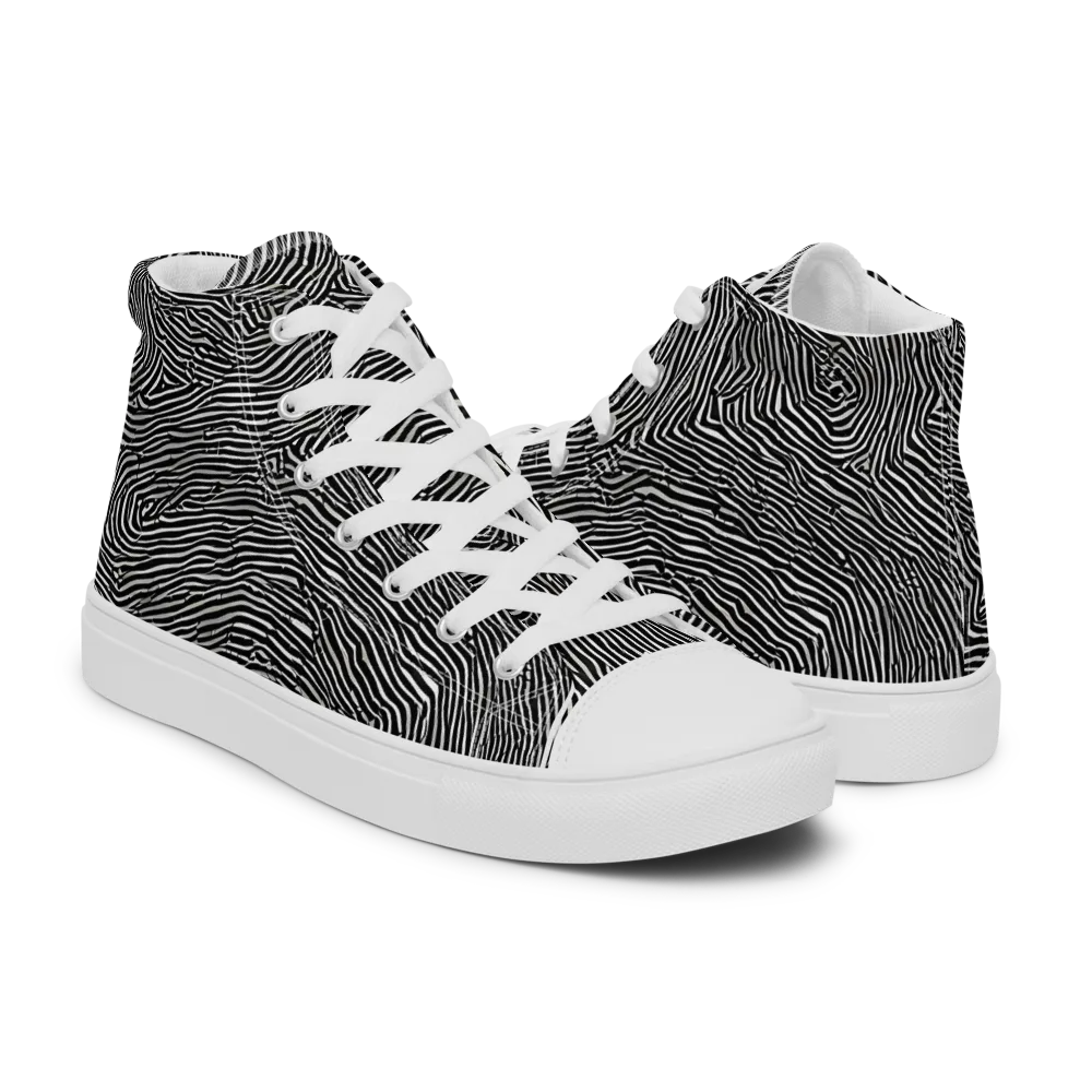 Fingerprint Noir on Women's High Top Canvas Shoes — Right