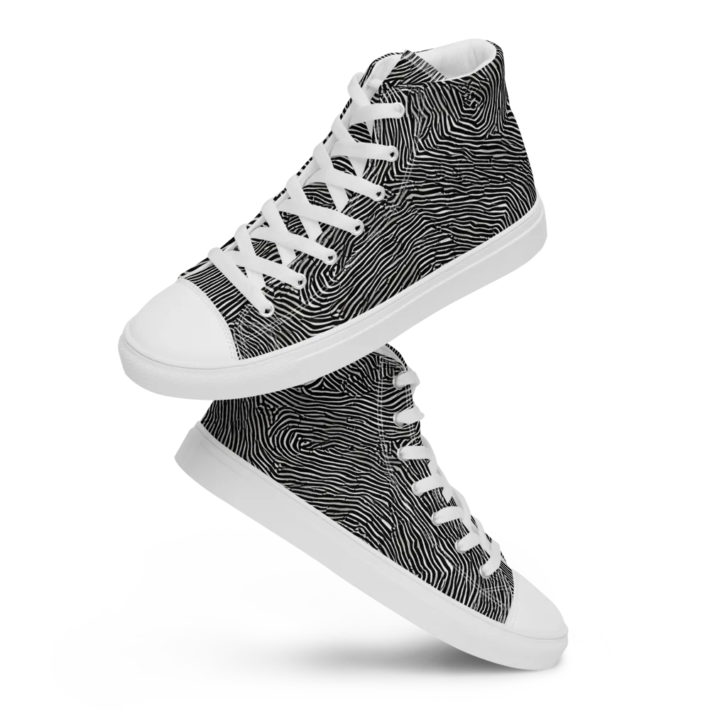 Fingerprint Noir on Women's High Top Canvas Shoes — Front