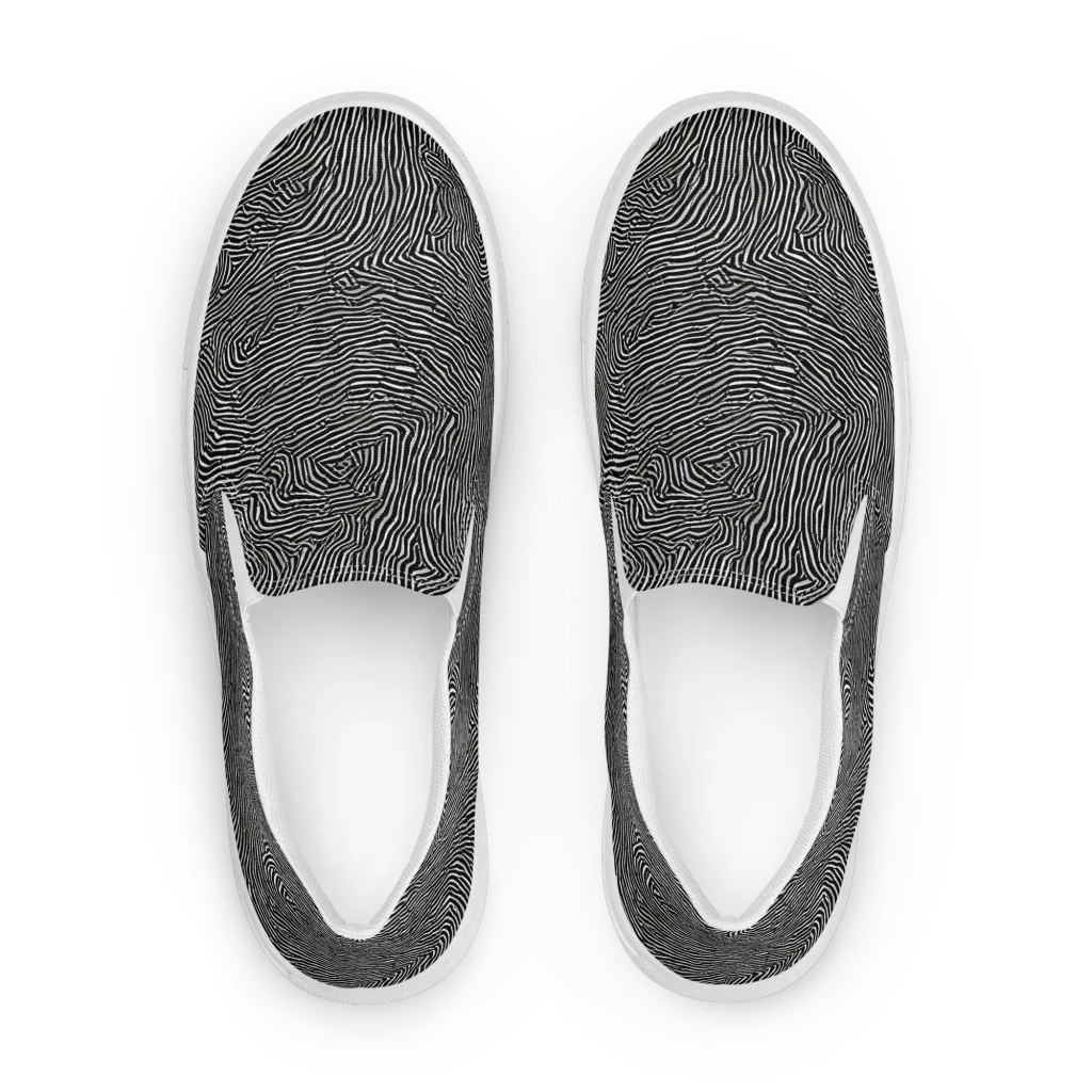 Fingerprint Noir on Men's Slip-On Canvas Shoes — Front