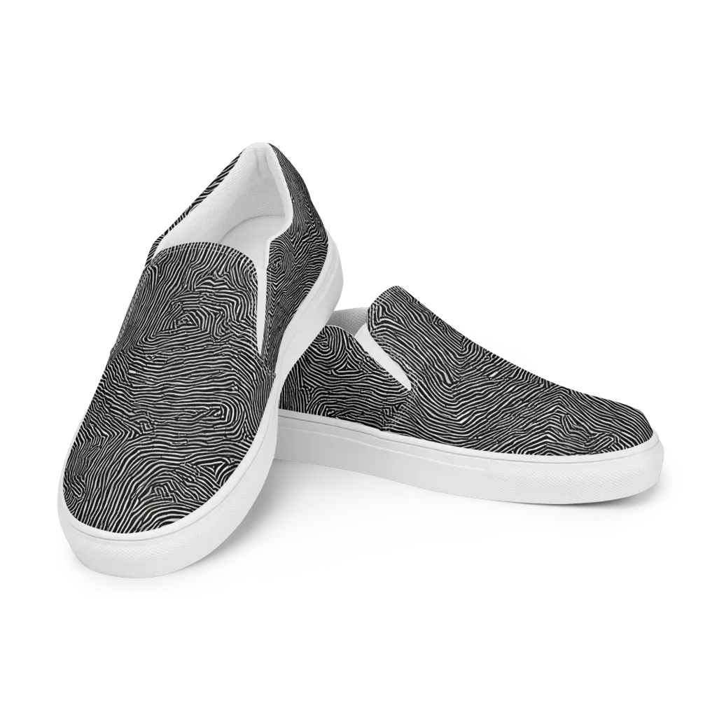 Fingerprint Noir on Men's Slip-On Canvas Shoes — Left Front
