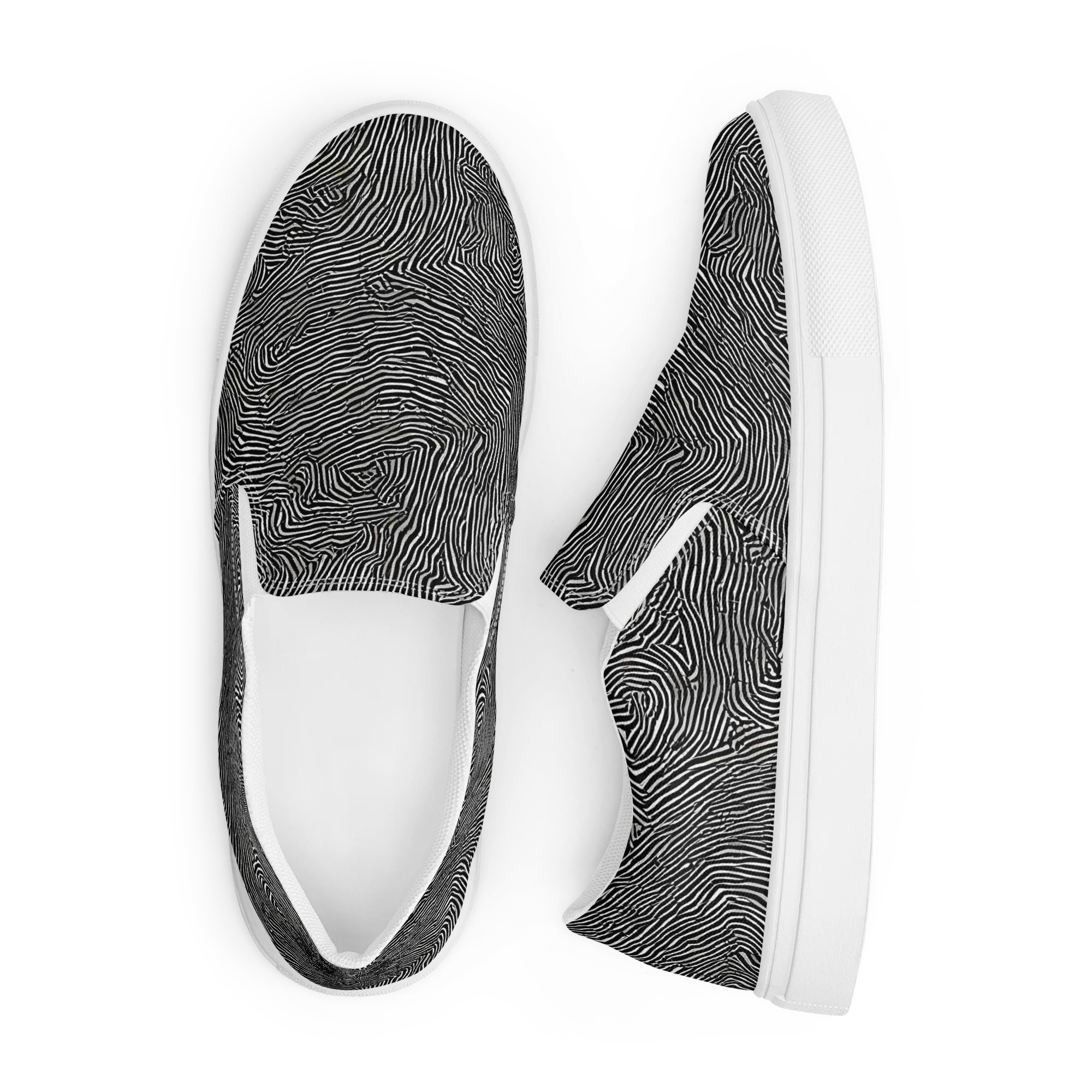 Fingerprint Noir on Men's Slip-On Canvas Shoes — Front