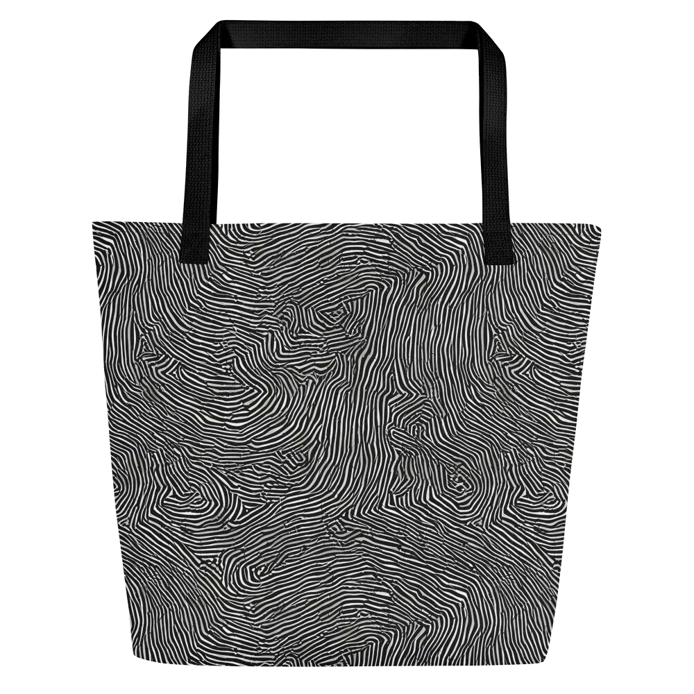 Fingerprint Noir on Large Tote Bag W/ Pocket — Front
