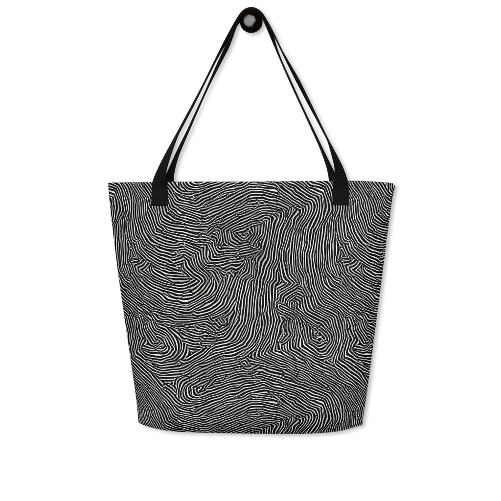Fingerprint Noir on Large Tote Bag W/ Pocket — Front