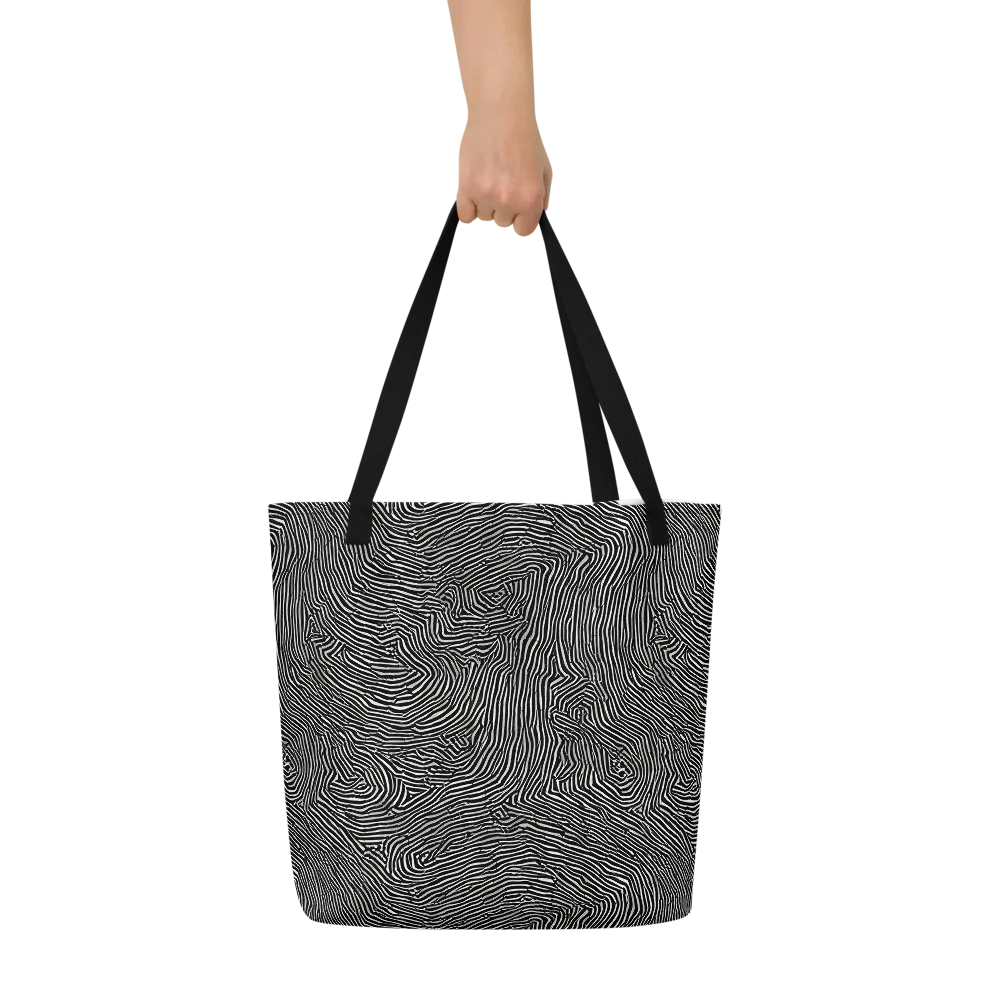 Fingerprint Noir on Large Tote Bag W/ Pocket — Front