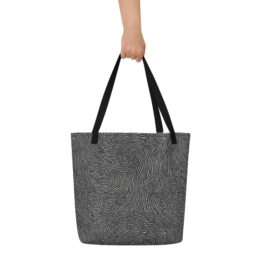 Fingerprint Noir on Large Tote Bag W/ Pocket — Front