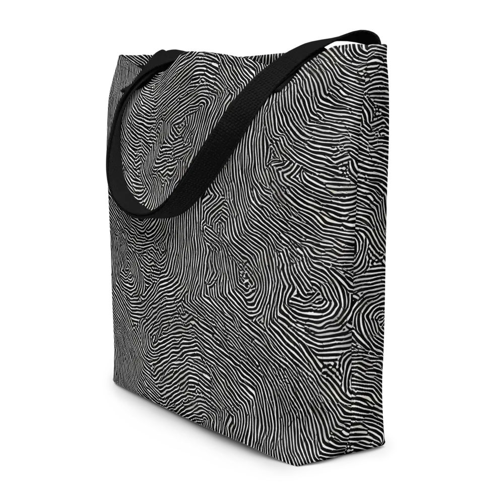 Fingerprint Noir on Large Tote Bag W/ Pocket — Front