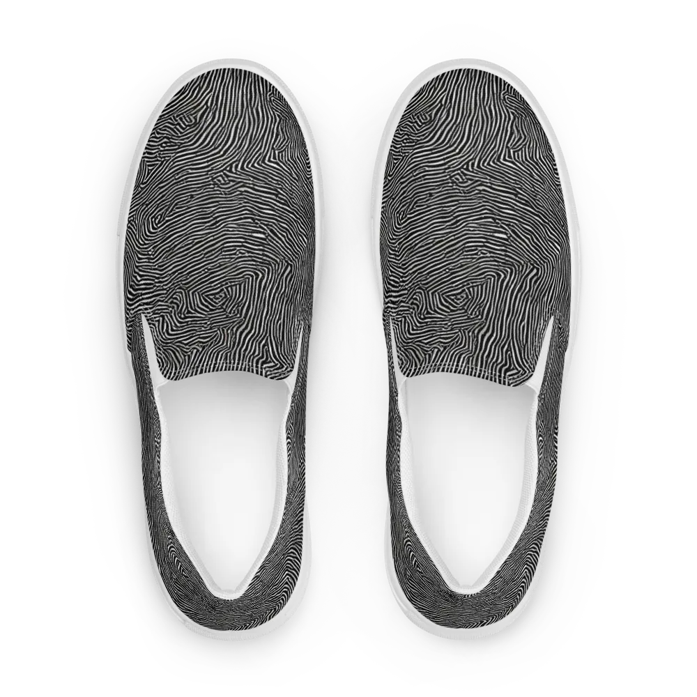 Fingerprint Noir on Women's Slip-On Canvas Shoes — Front