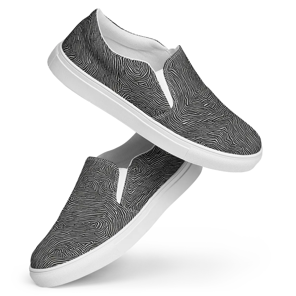 Fingerprint Noir on Women's Slip-On Canvas Shoes — Front