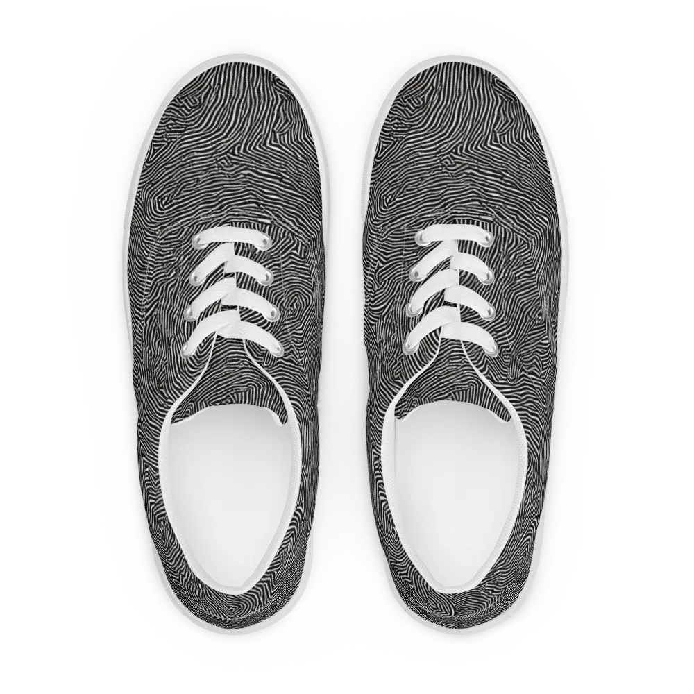 Fingerprint Noir on Men's Lace-Up Canvas Shoes — Front