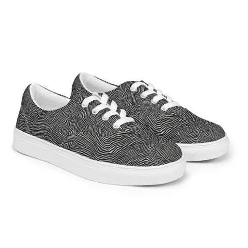 Fingerprint Noir on a Men's Lace-Up Canvas Shoes