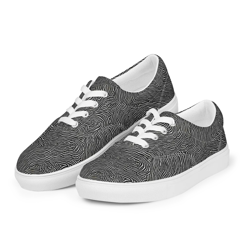Fingerprint Noir on Men's Lace-Up Canvas Shoes — Left Front