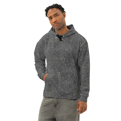 Fingerprint Noir on a Cotton Hoodie