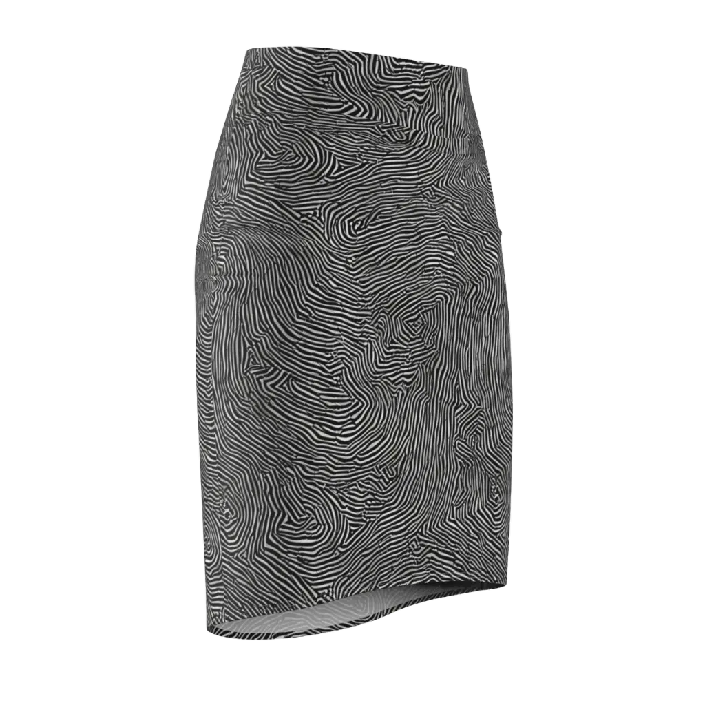 Fingerprint Noir on Pencil Skirt — Front Side