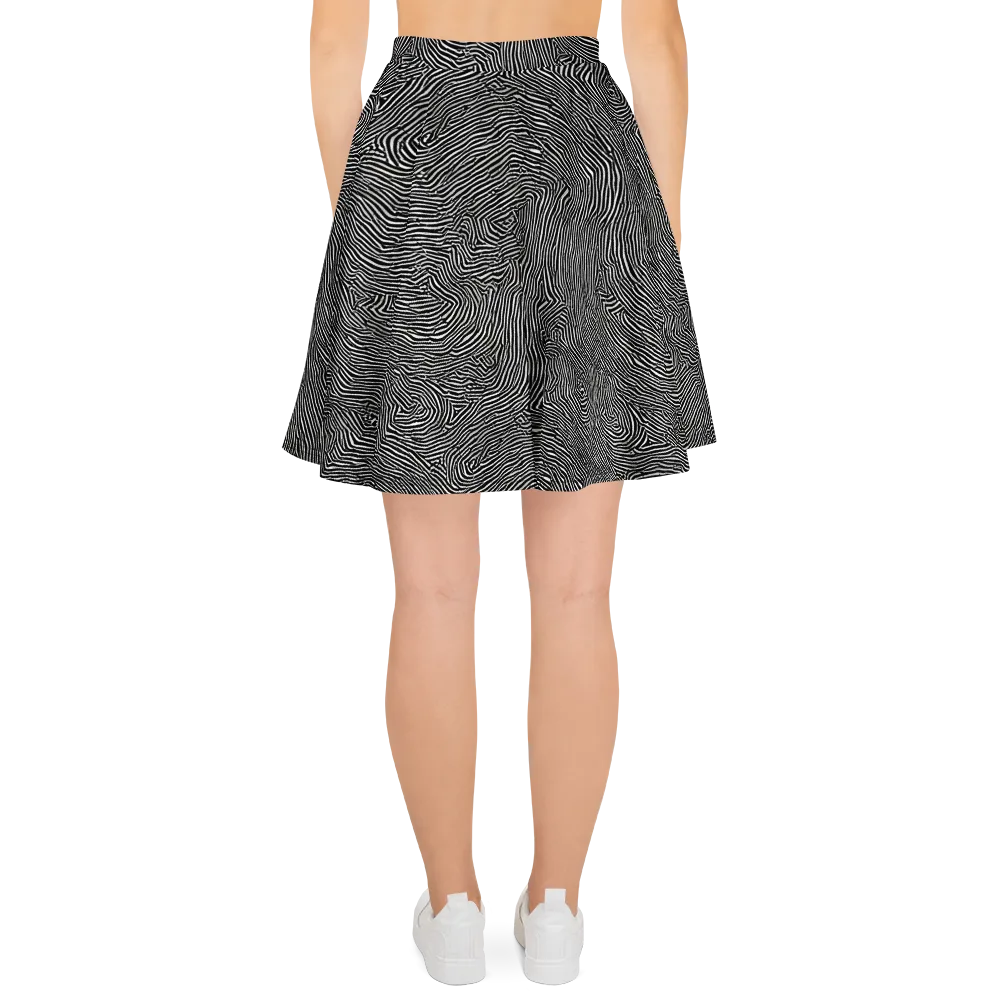 Fingerprint Noir on Skater Skirt — Back