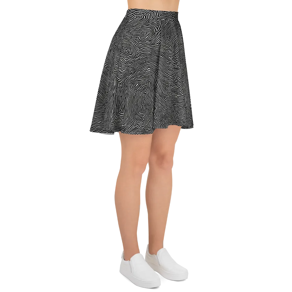Fingerprint Noir on Skater Skirt — Right