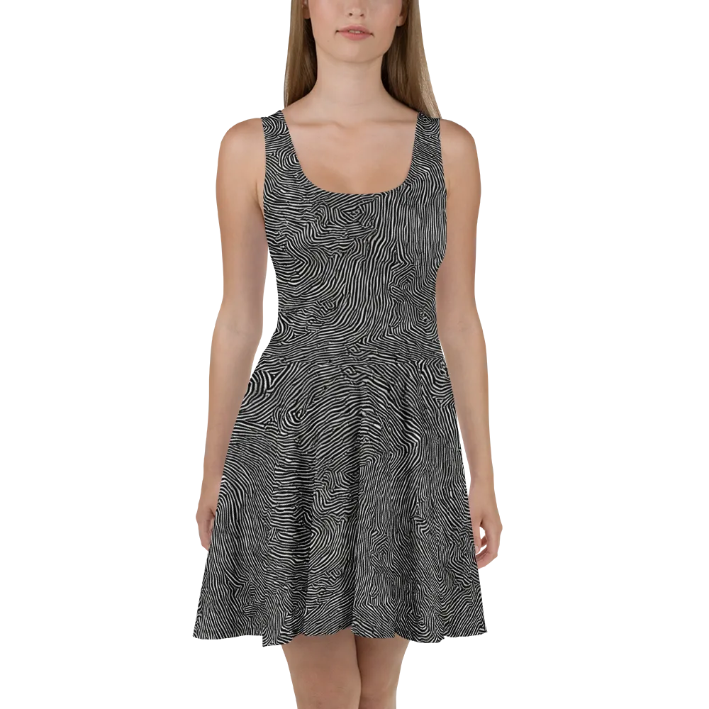 Fingerprint Noir on Skater Dress — Front