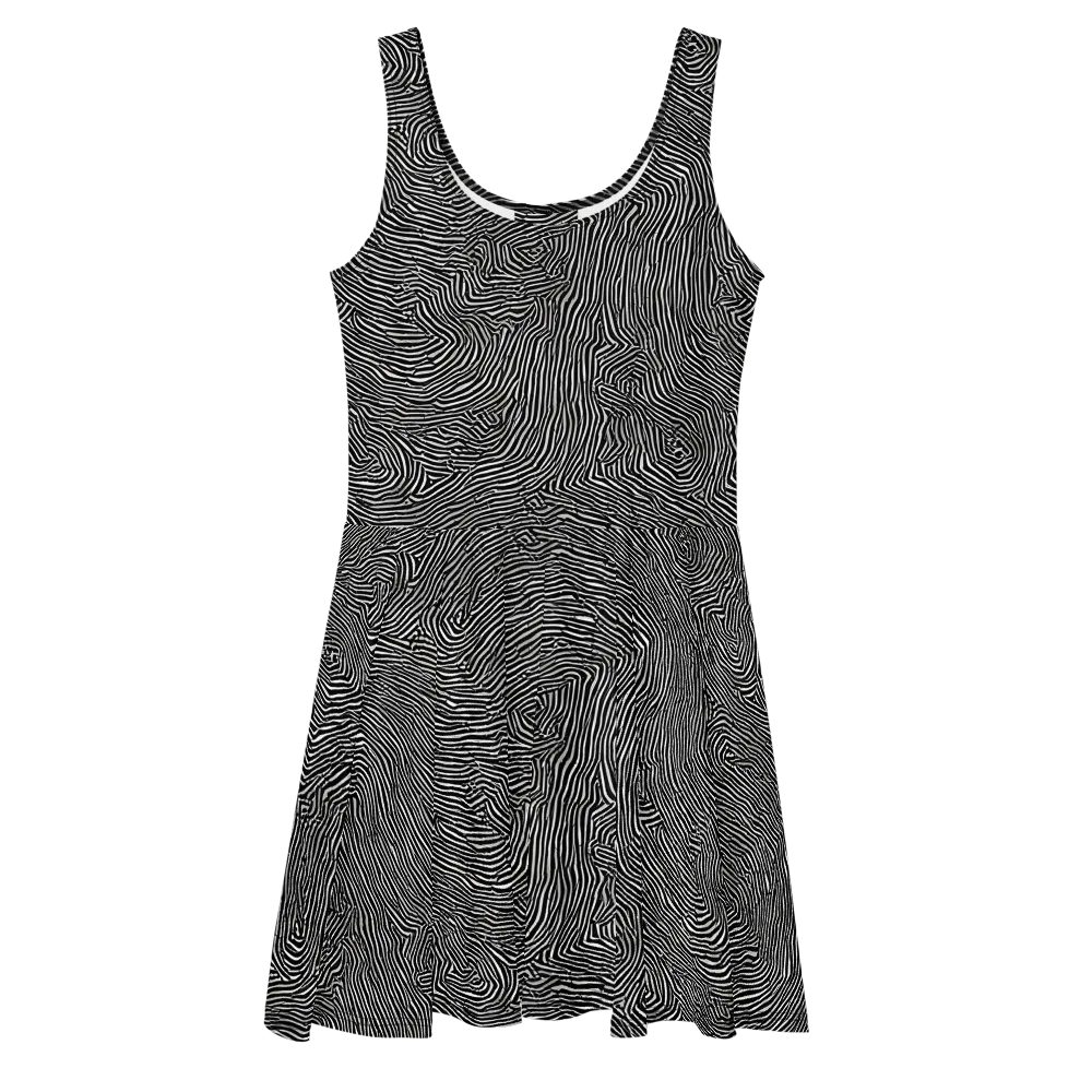 Fingerprint Noir on Skater Dress — Front