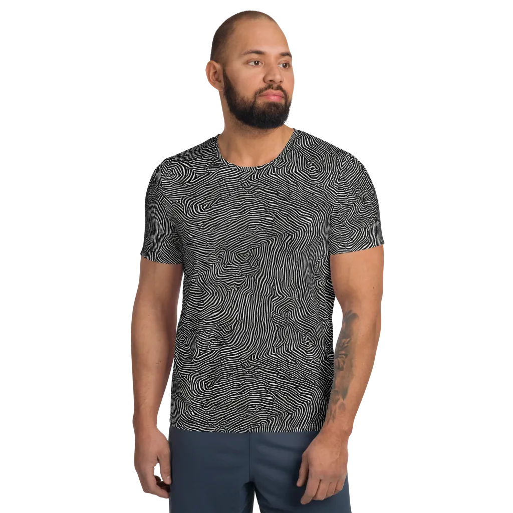 Fingerprint Noir on Men's Athletic T-Shirt — Front