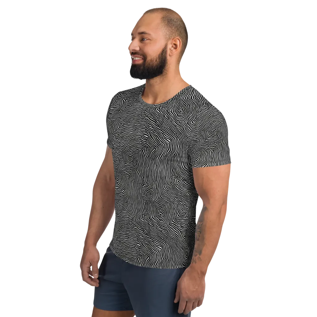 Fingerprint Noir on Men's Athletic T-Shirt — Left
