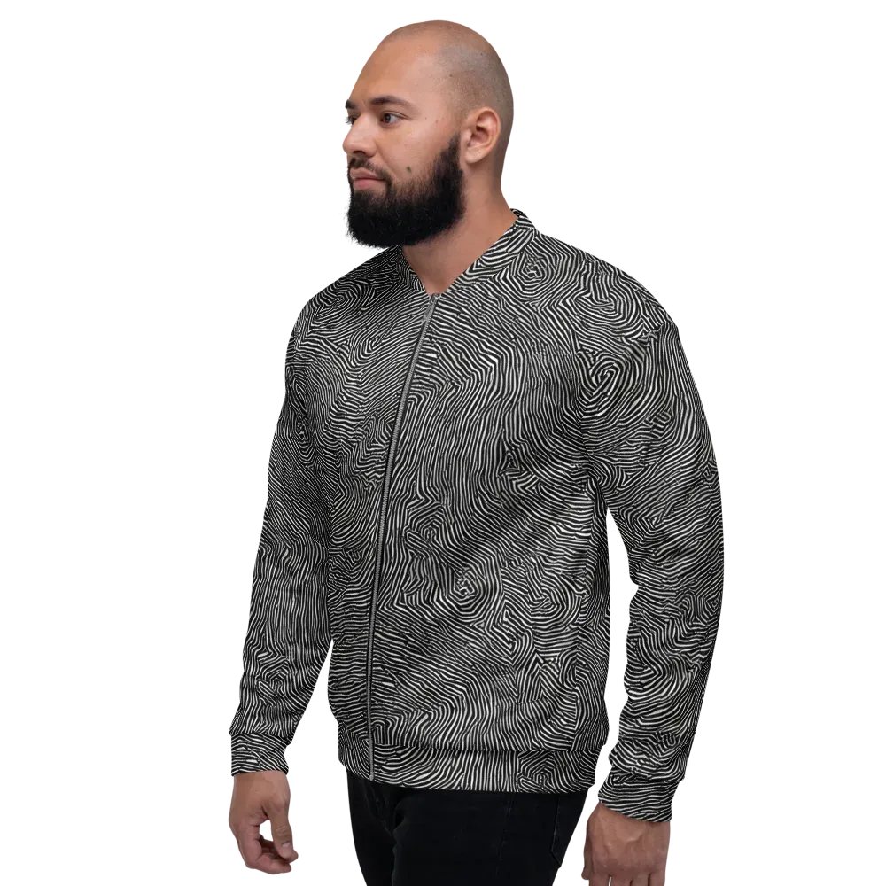 Fingerprint Noir on Bomber Jacket — Left