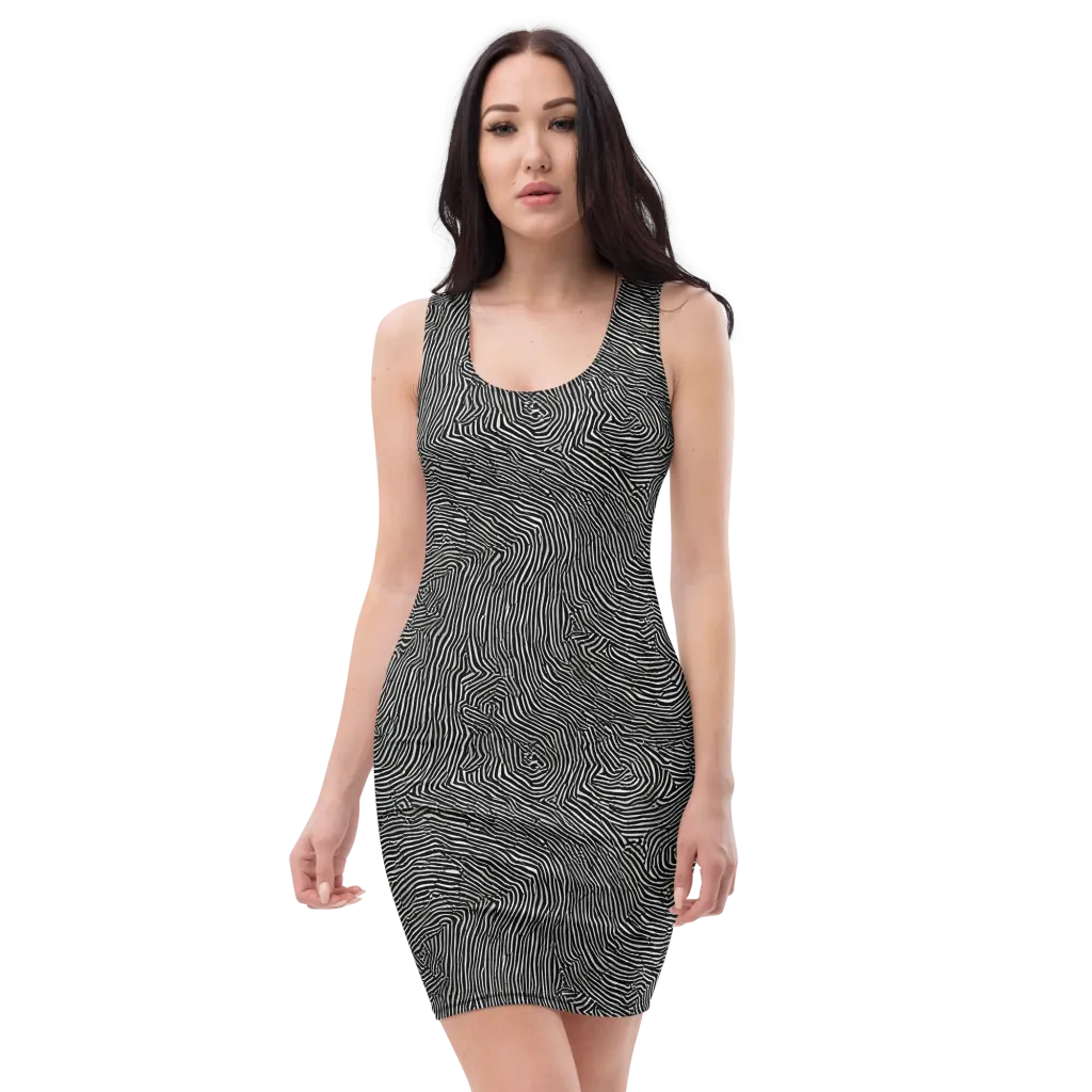 Fingerprint Noir on Bodycon Dress — Front