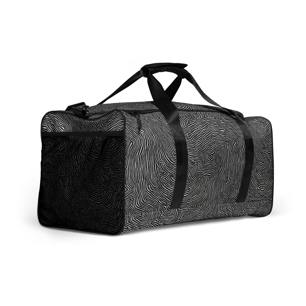 Fingerprint Noir on Duffle Bag — Right Front