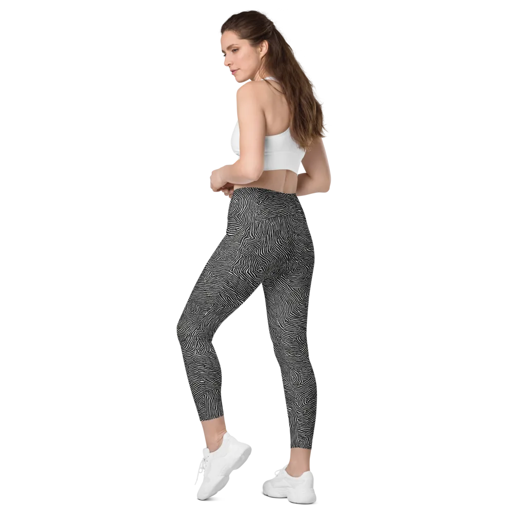 Fingerprint Noir on Leggings with Pockets — Left Back