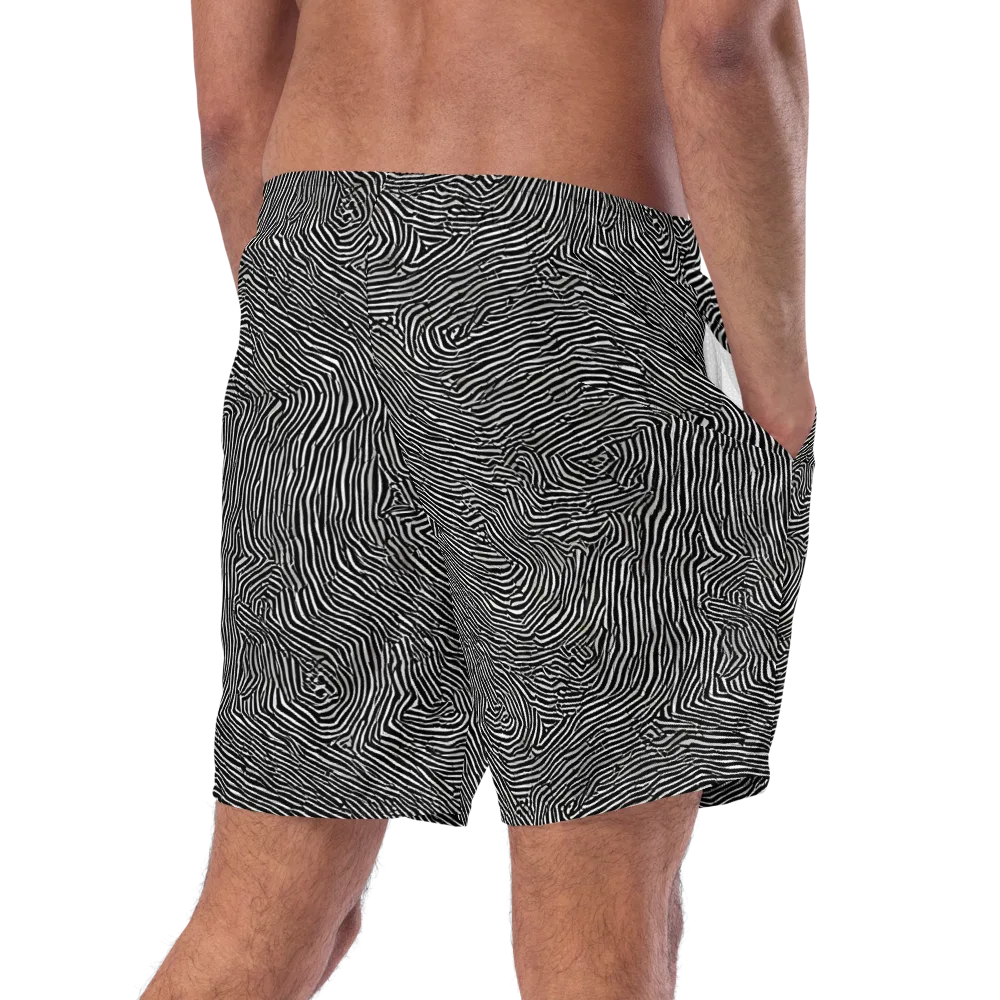 Fingerprint Noir on Swim Trunks — Right Back