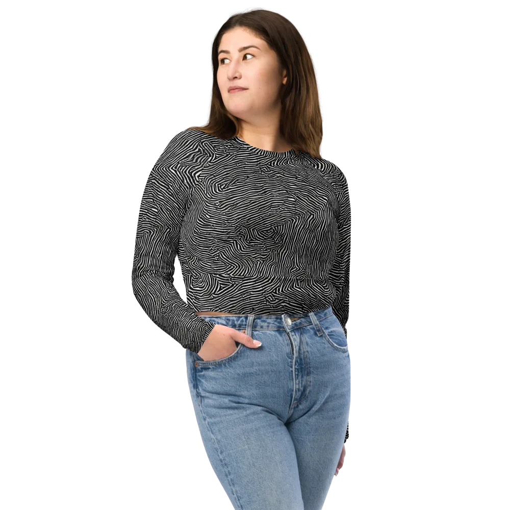 Fingerprint Noir on Long Sleeve Crop Top — Front