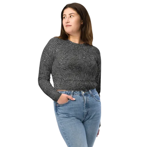 Fingerprint Noir on a Long Sleeve Crop Top