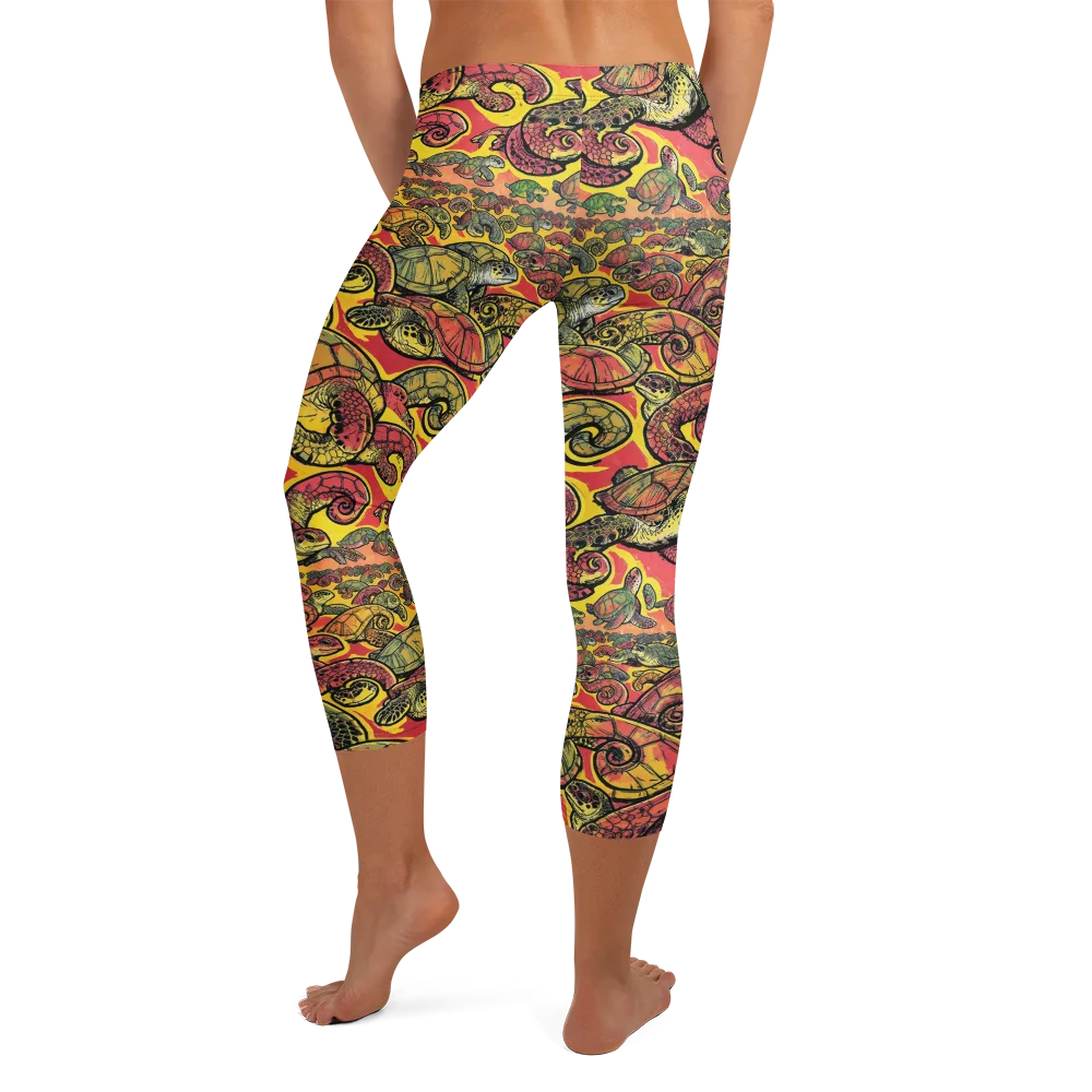 Tortoise Kaleidoscope on Capri Leggings — Back