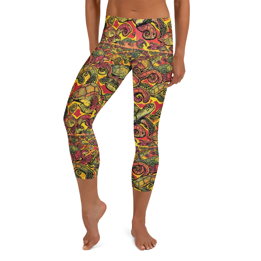 Tortoise Kaleidoscope on Capri Leggings — Front