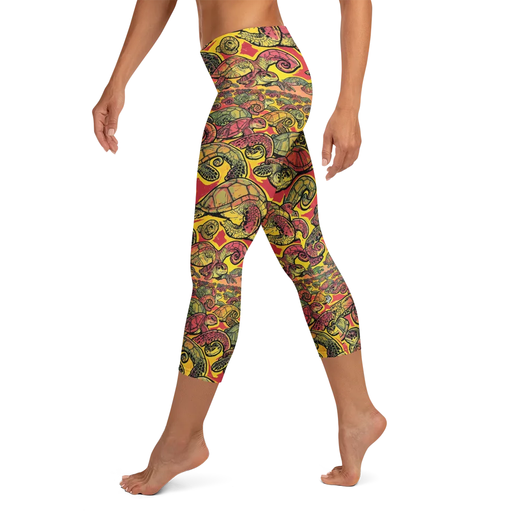 Tortoise Kaleidoscope on Capri Leggings — Left
