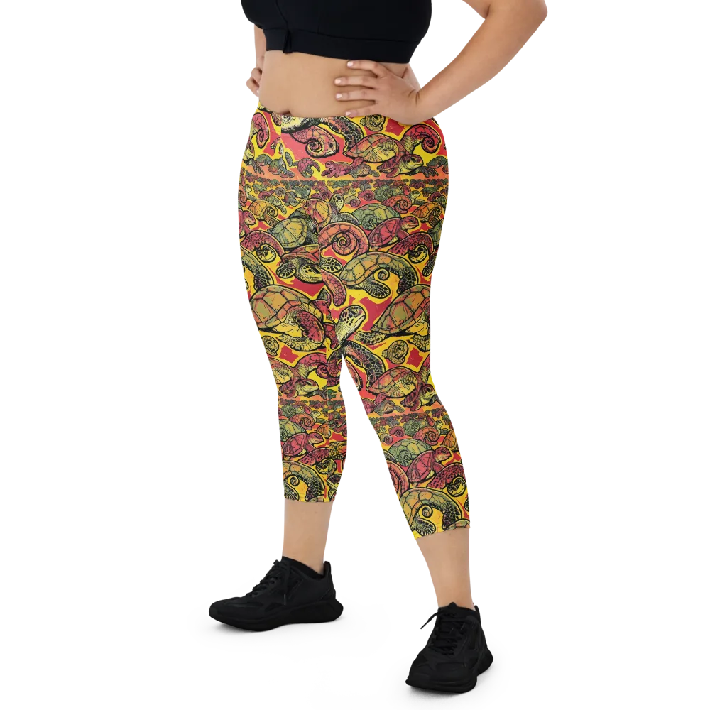 Tortoise Kaleidoscope on Capri Leggings — Front